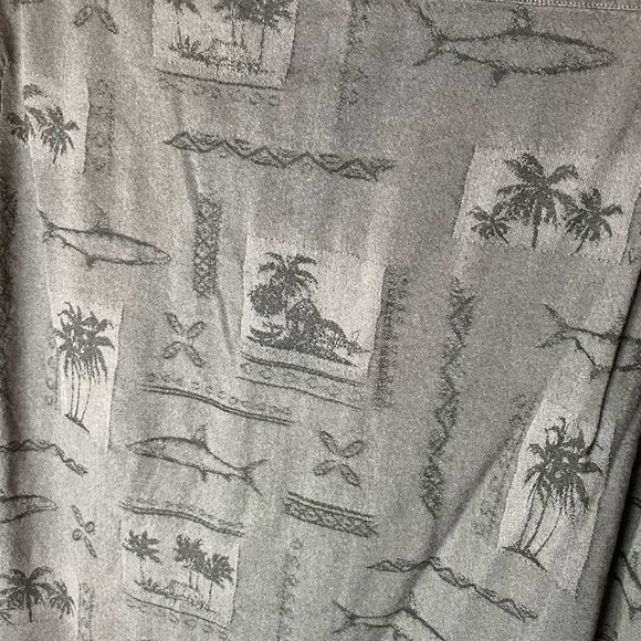 Columbia River Lodge Black Short Sleeve Button Up Palm Trees Fish Size Large - Picture 4 of 7